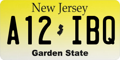 NJ license plate A12IBQ