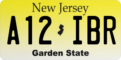NJ license plate A12IBR