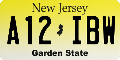 NJ license plate A12IBW