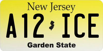 NJ license plate A12ICE