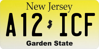 NJ license plate A12ICF