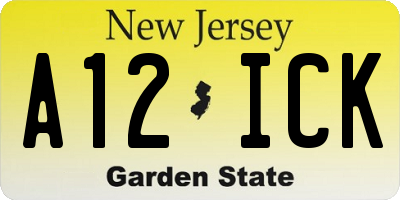 NJ license plate A12ICK