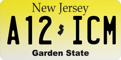 NJ license plate A12ICM