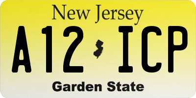 NJ license plate A12ICP