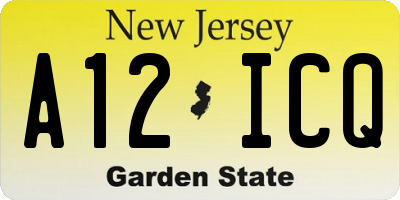 NJ license plate A12ICQ