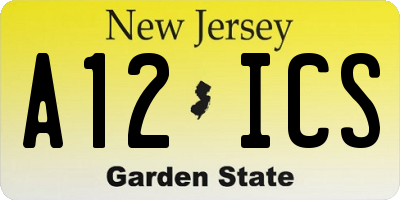 NJ license plate A12ICS
