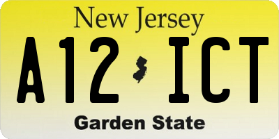 NJ license plate A12ICT