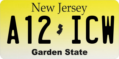 NJ license plate A12ICW