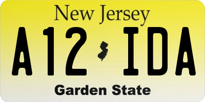 NJ license plate A12IDA
