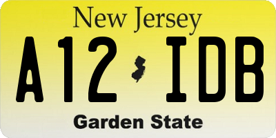 NJ license plate A12IDB