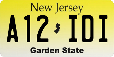 NJ license plate A12IDI