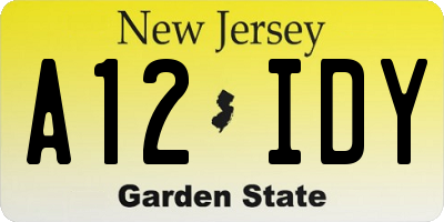 NJ license plate A12IDY