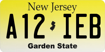 NJ license plate A12IEB