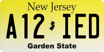 NJ license plate A12IED