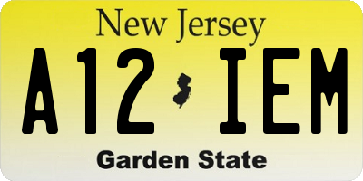 NJ license plate A12IEM