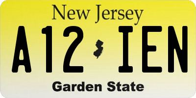 NJ license plate A12IEN