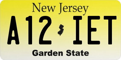 NJ license plate A12IET