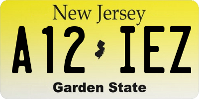 NJ license plate A12IEZ