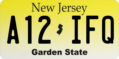 NJ license plate A12IFQ
