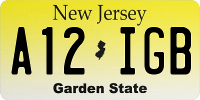 NJ license plate A12IGB