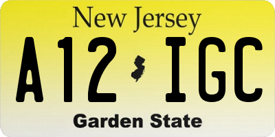NJ license plate A12IGC