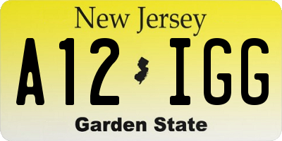 NJ license plate A12IGG