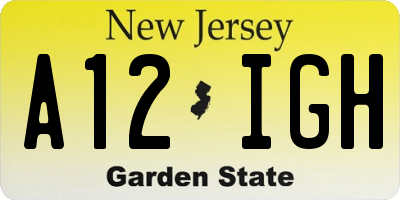 NJ license plate A12IGH