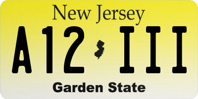NJ license plate A12III