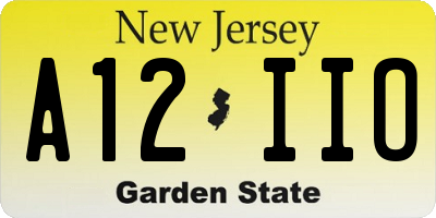 NJ license plate A12IIO