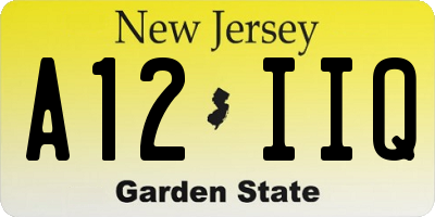 NJ license plate A12IIQ