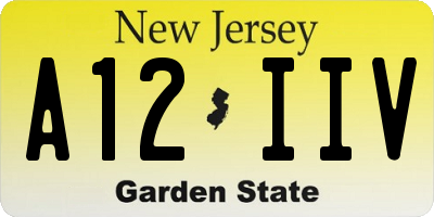 NJ license plate A12IIV