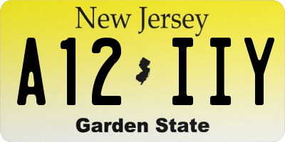 NJ license plate A12IIY