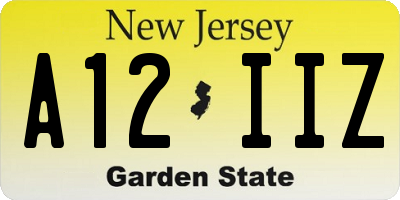 NJ license plate A12IIZ