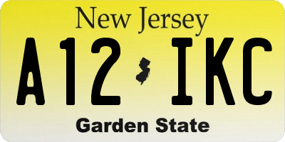 NJ license plate A12IKC