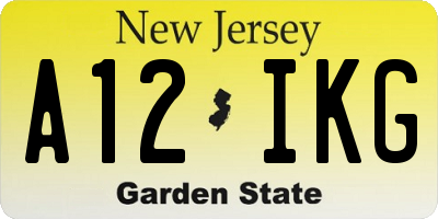 NJ license plate A12IKG