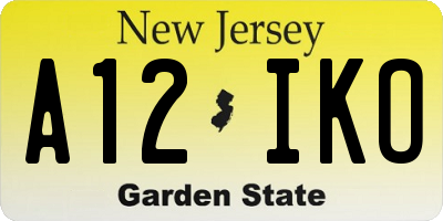 NJ license plate A12IKO
