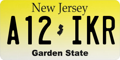 NJ license plate A12IKR