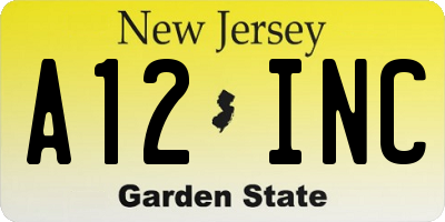 NJ license plate A12INC