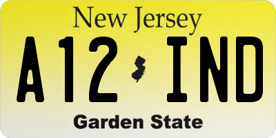 NJ license plate A12IND