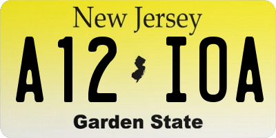 NJ license plate A12IOA