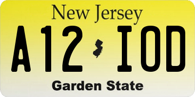 NJ license plate A12IOD
