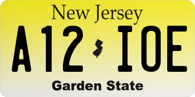 NJ license plate A12IOE
