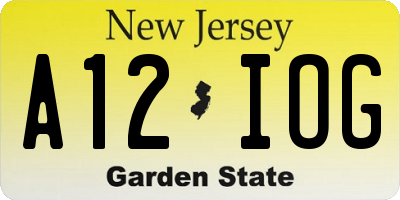 NJ license plate A12IOG