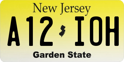 NJ license plate A12IOH