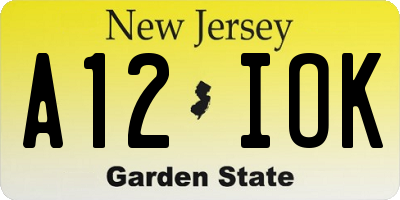 NJ license plate A12IOK