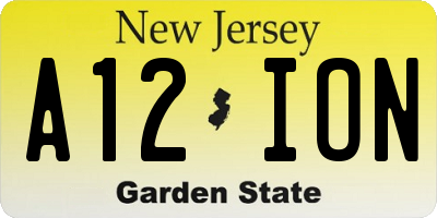 NJ license plate A12ION