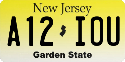 NJ license plate A12IOU