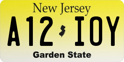 NJ license plate A12IOY