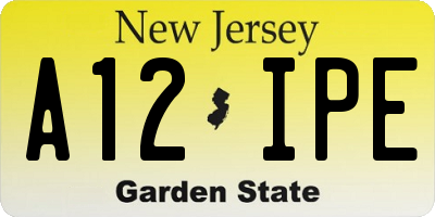 NJ license plate A12IPE