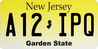 NJ license plate A12IPQ